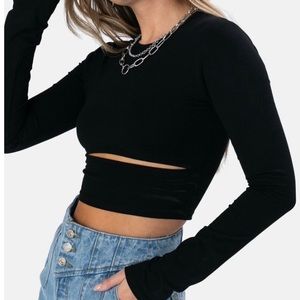 Adika black cutout long sleeve crop top.